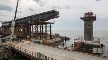 Строительство железной дороги-подхода к мосту со стороны Краснодарского края